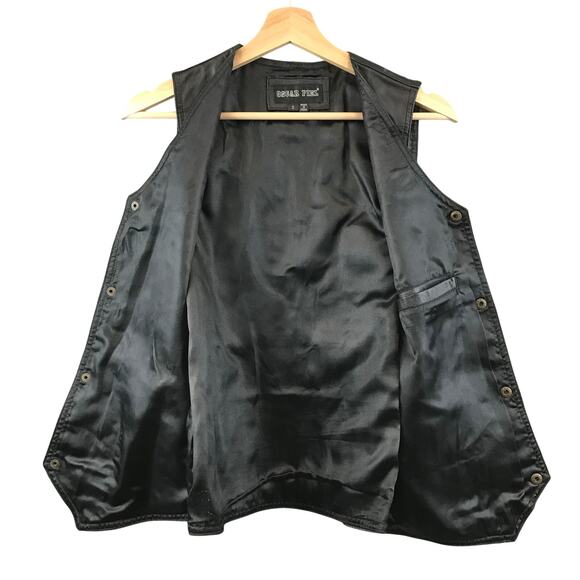 Vintage Leather Motorcycle Vest Mens Eagle USA Flag Patch Logo Small - Picture 3 of 10